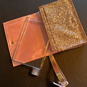 Slant 16 ounce flask clutch/incognito inside rose gold glitter wristlet-NWT